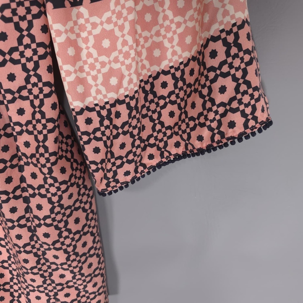 DEREK LAM 10 CROSBY Women's Tunic Dress 12 100% Silk Geometric Print Boho - Picture 9 of 13